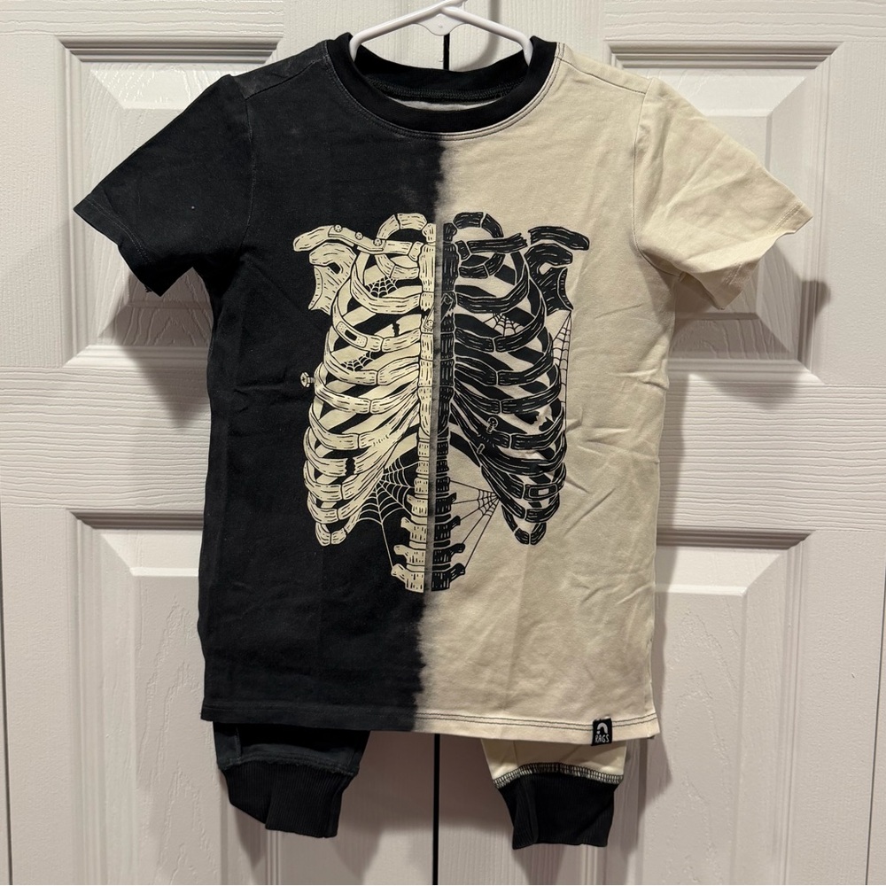 Kids Two-Tone Black & Cream Skeleton Matching Set